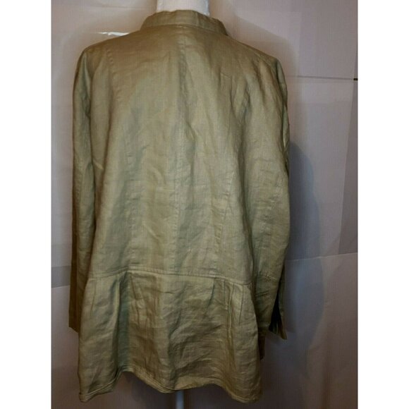 Bridgewater Studio Womens Linen Button-Up Beige Jacket Cotton Lining Size 24W - Picture 3 of 6
